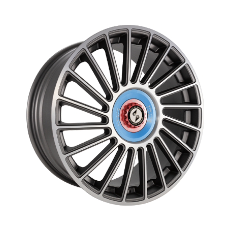 Jante aluminium Eta Beta Venti-R ZV, 9,5x21 ET38 5x108 78,1, Anthr. matt full pol. R.Blau/M.Rot