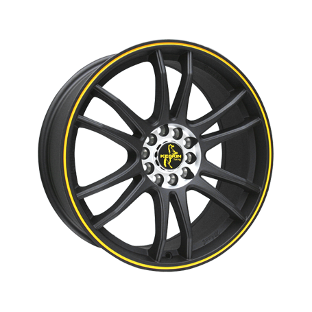 Jante aluminium Keskin KT12 Racing, 8x18 ET30 5x100 72,6, mattschwarz gelb randpoliert