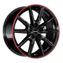 Jante aluminium Borbet LX18, 8x18 ET44 5x112 57,1, black glossy rim red