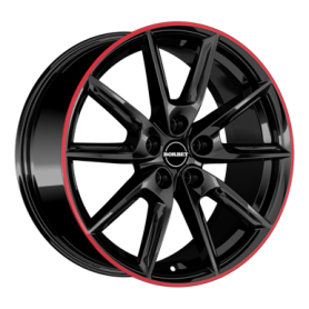 Jante aluminium Borbet LX18, 8x18 ET48 5x112 66,6, black glossy rim red
