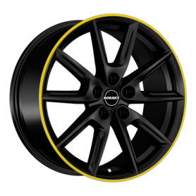 Jante aluminium Borbet LX18, 8x18 ET48 5x112 66,6, black matt rim yellow