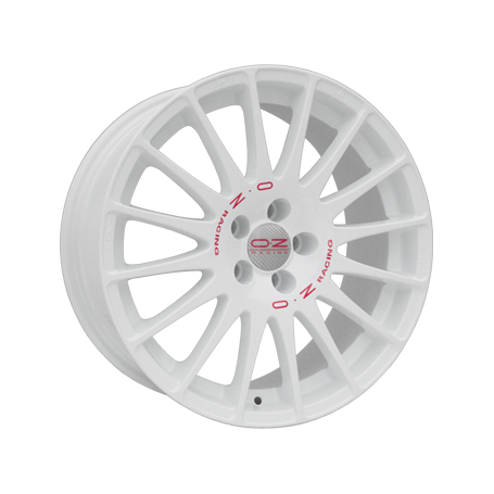Jante aluminium OZ Superturismo WRC, 6,5x15 ET35 5x100 68, weiß lackiert rote Schrift