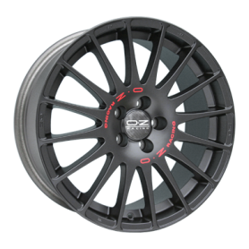 Jante aluminium OZ Superturismo GT, 7,5x17 ET41 5x108 75, matt schwarz mit roter Schrift