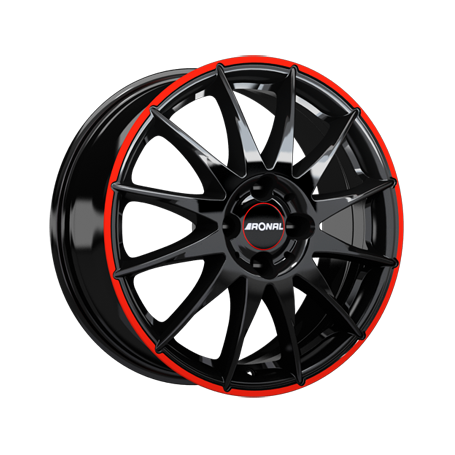 Jante aluminium Ronal R54 MCR, 6,5x15 ET38 4x100 68, jetblack-red rim