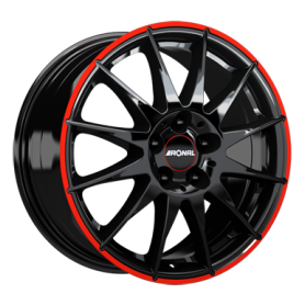 Jante aluminium Ronal R54 MCR, 6,5x15 ET45 5x112 76, jetblack-red rim