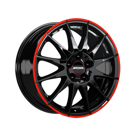 Jante aluminium Ronal R54 MCR, 6,5x15 ET45 5x112 76, jetblack-red rim