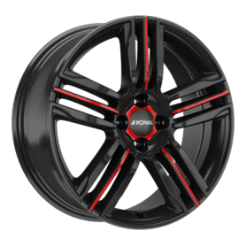 Jante aluminium Ronal R57 MCR, 7,5x18 ET35 4x108 76, jetblack-red spoke