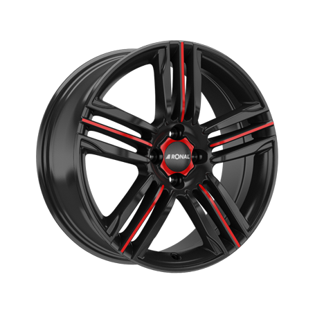 Jante aluminium Ronal R57 MCR, 7,5x18 ET35 4x108 76, jetblack-red spoke