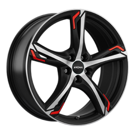 Jante aluminium Ronal R62 Red, 8,5x20 ET30 5x112 76, jetblack-matt-frontkopiert red