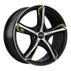 Jante aluminium Ronal R62 Green, 8,5x20 ET45 5x114,3 82, jetblack-matt-frontkopiert green