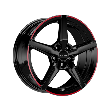 Jante aluminium Ronal R69 MCR, 8x18 ET40 5x114,3 76, jetblack-red rim