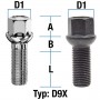 Boulon de roue M14x1.5 tête R13 type D9X (D9V/D9W) L : 27 à 60 mm