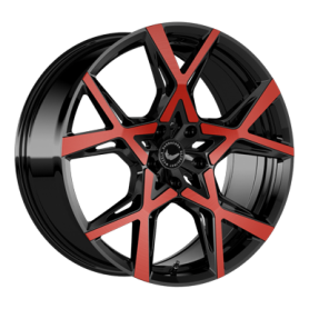 Jante aluminium Barracuda Project X, 10x22 ET45 5x112 66,5, gloss black flashred