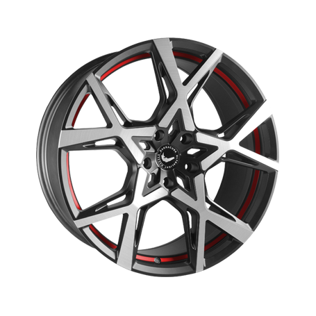 Jante aluminium Barracuda Project X, 10x22 ET40 5x120 73,1, black brushed Surface undercut Trimline red