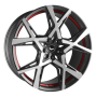 Jante aluminium Barracuda Project X, 10x22 ET30 5x112 66,5, black brushed Surface undercut Trimline red