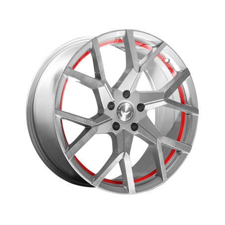 Jante aluminium Barracuda Tzunamee Evo, 8x18 ET33 5x100 57,1, silver brushed undercut Trimline red